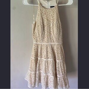 Cream Lace Sleeveless A-Line Dress